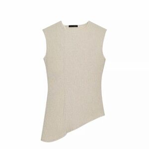 ZARA Sleeveless Asymmetric Blouse in Cream